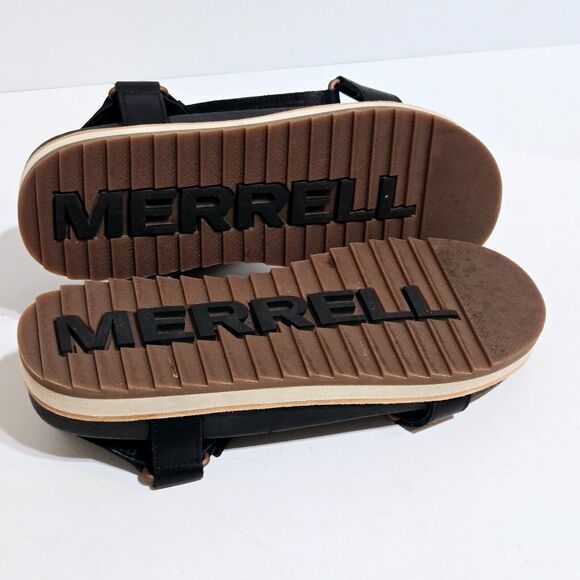 Merrell Women Size 8/39 Juno Adjustable Strap Sandals Black Leather Southwestern - Picture 7 of 8